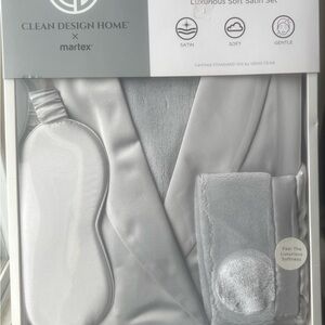 Clean Design Home Satin Sleepwear Set in Light Gray